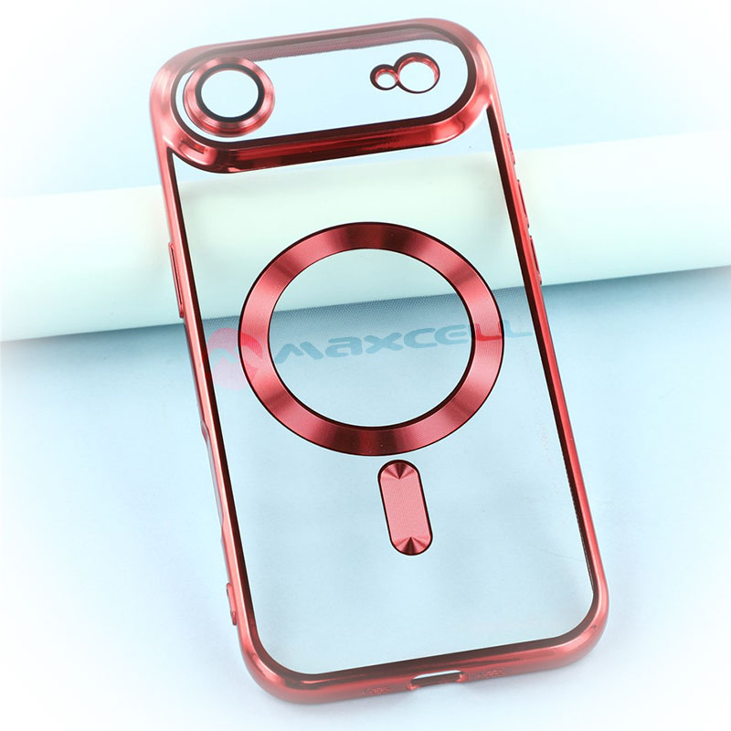 Husa Plating » iPhone 17 Air, MagCase, TPU Clear, frame RED