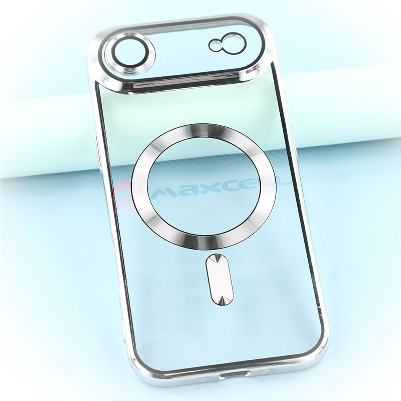 Husa Plating » iPhone 17 Air, MagCase, TPU Clear, frame SILVER