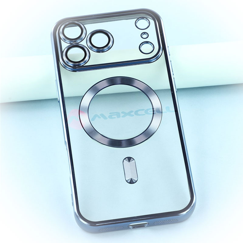 Husa Plating » iPhone 17 Pro Max, MagCase, TPU Clear, frame BLUE