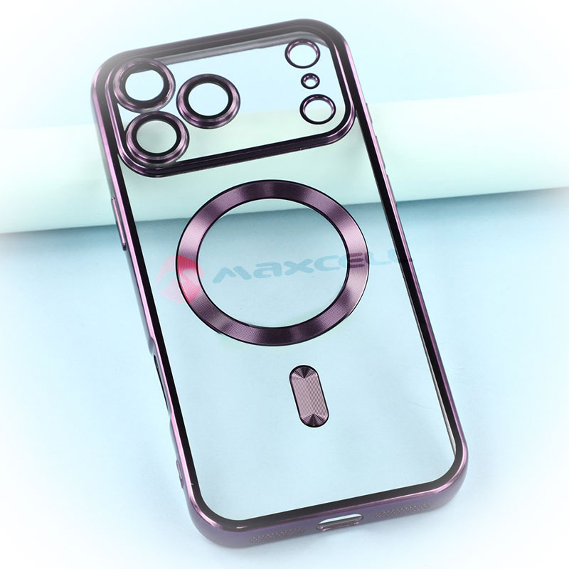 Husa Plating » iPhone 17 Pro Max, MagCase, TPU Clear, frame PURPLE
