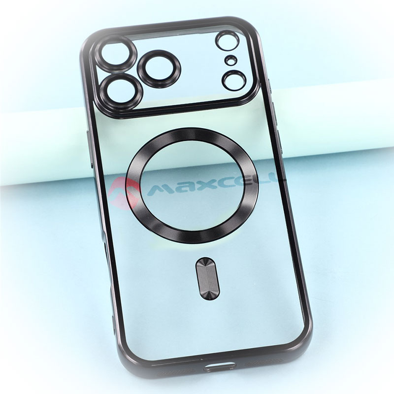 Husa Plating » iPhone 17 Pro, MagCase, TPU Clear, frame BLACK