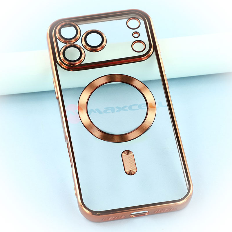 Husa Plating » iPhone 17 Pro, MagCase, TPU Clear, frame GOLD