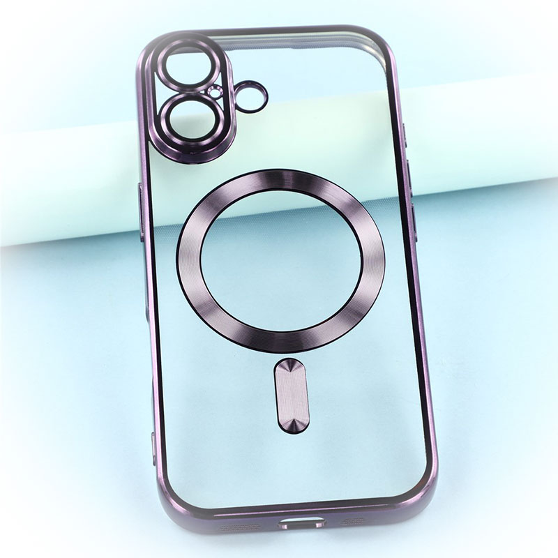 Husa Plating » iPhone 17, MagCase, TPU Clear, frame PURPLE