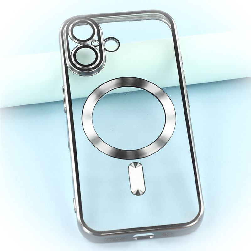Husa Plating » iPhone 17, MagCase, TPU Clear, frame SILVER