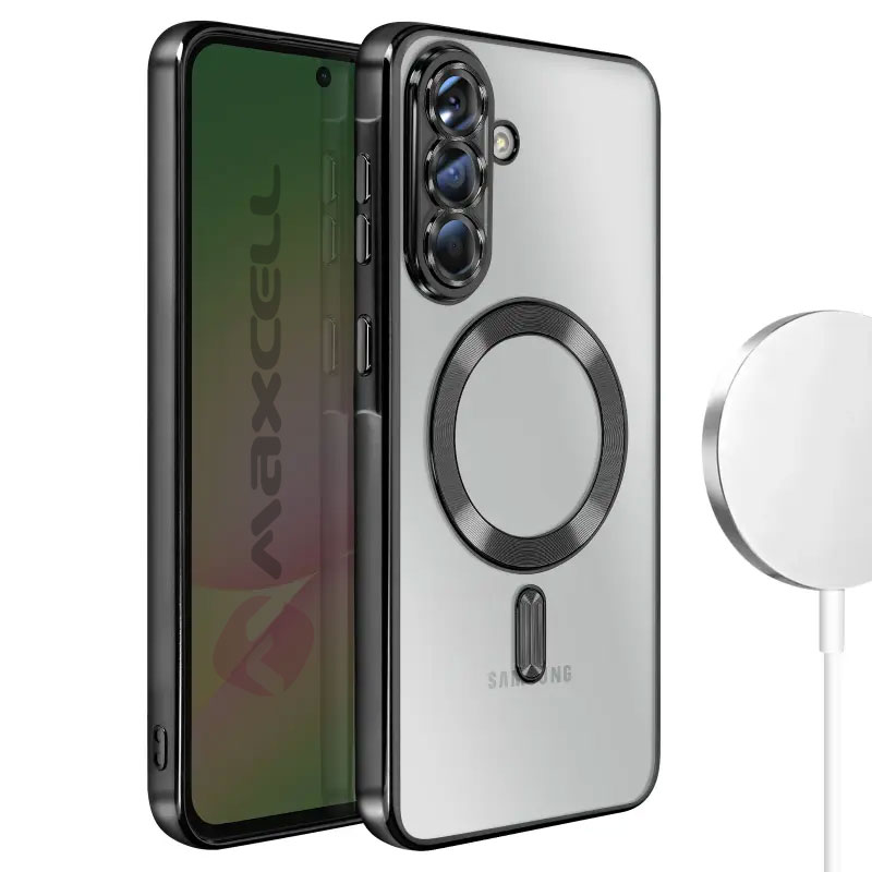 Husa Plating » Samsung A07 (A076) (A075), MagCase, TPU Clear, frame BLACK