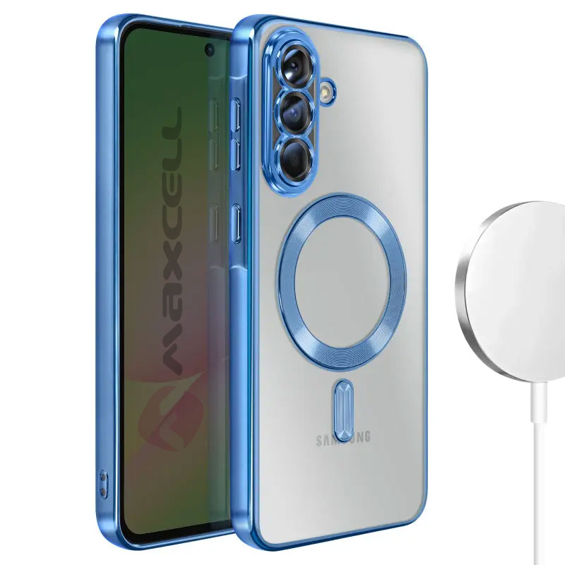 Husa Plating » Samsung A07 (A076) (A075), MagCase, TPU Clear, frame BLUE