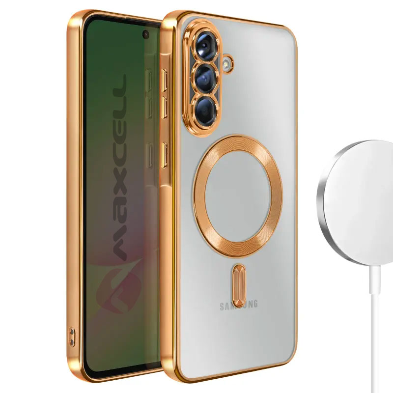 Husa Plating » Samsung A07 (A076) (A075), MagCase, TPU Clear, frame GOLD