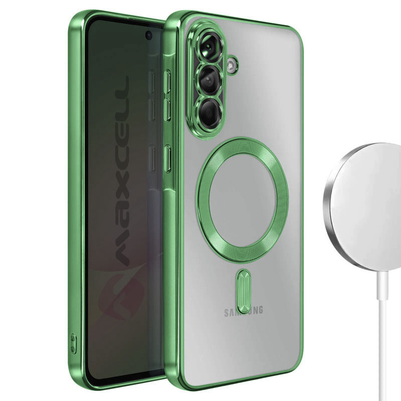 Husa Plating » Samsung A07 (A076) (A075), MagCase, TPU Clear, frame GREEN