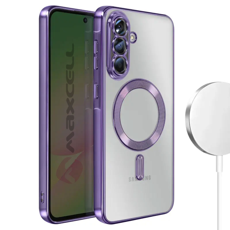 Husa Plating » Samsung A07 (A076) (A075), MagCase, TPU Clear, frame PURPLE