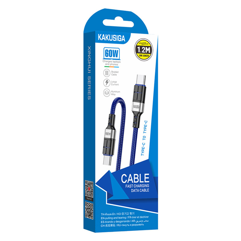 Kaku (KSC-696) - Cablu Date si Incarcare, USB-C, PD60W, QC3.0, 1.2m | Blue