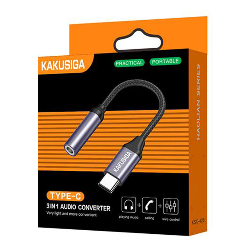 Kaku (KSC-428) - Cablu Audio, USB-C la Jack 3.5mm (F) - 12cm, Black