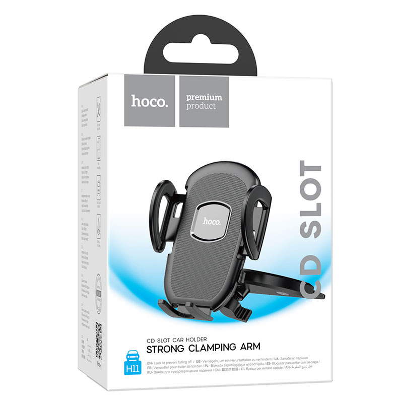 Hoco (H11) - Suport Auto, cu cleme laterale, montaj slot CD, AutoGravity, Black