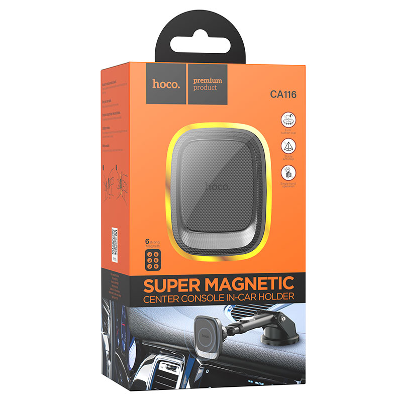 Hoco (CA116) - Suport Auto, Magnetic, montaj Bord, MultiAngle, brat ajustabil, Black