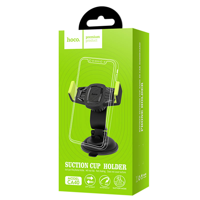 Hoco (CA40) - Suport Auto, cu cleme laterale, montaj Bord, MultiAngle, Compact, Black