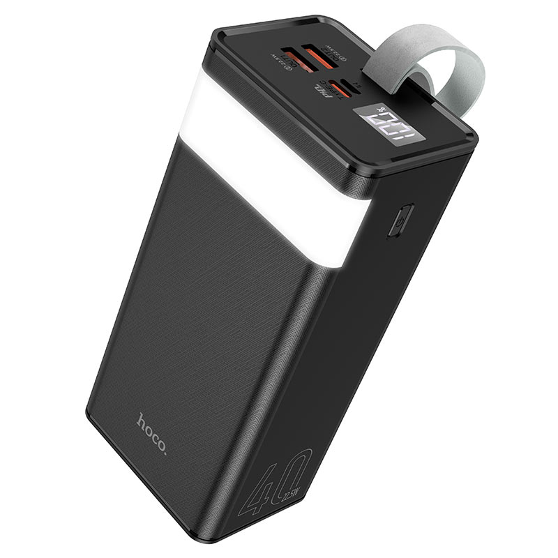 Hoco (J86) - Baterie Externa, 1xUSB-C PD, 2xUSB-A QC 3.0, lampa LED, 40.000 MAh, Black