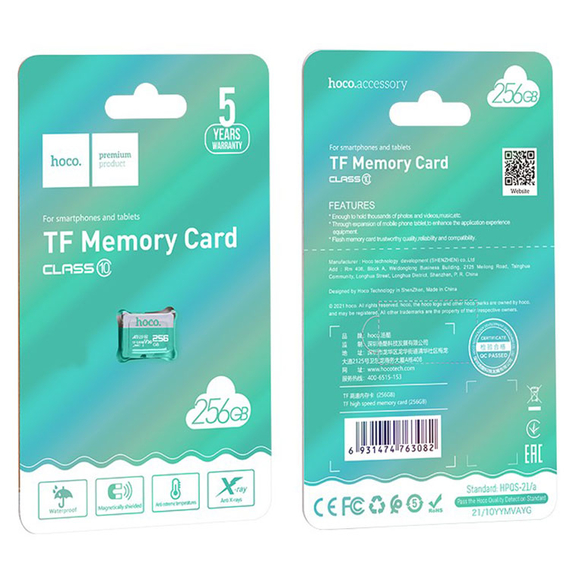 Hoco (UD6) - Card Memorie microSD, High Speed, Clasa 10 / U3, 256GB