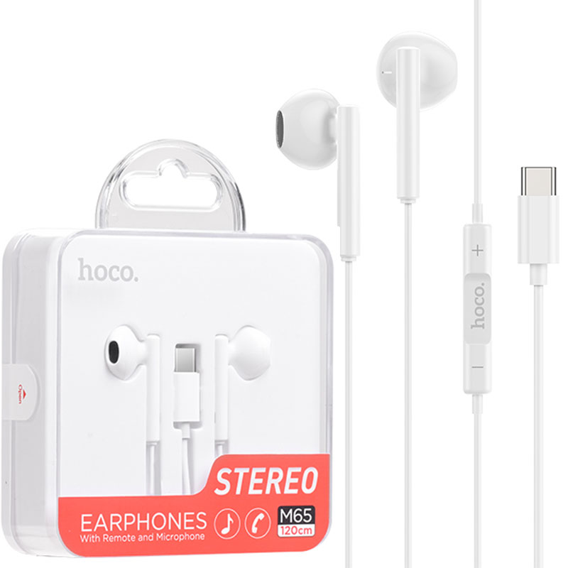 Hoco (M65) - Handsfree, In Ear, USB-C, 1.2m, Driving, White