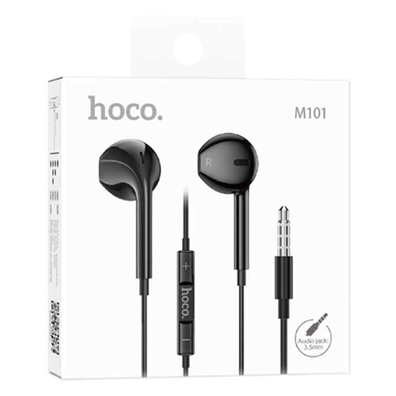Hoco (M101) - Casti cu Fir, In Ear, 3.5mm, 1.2m, Mic & Volume Key, HiFi, Black