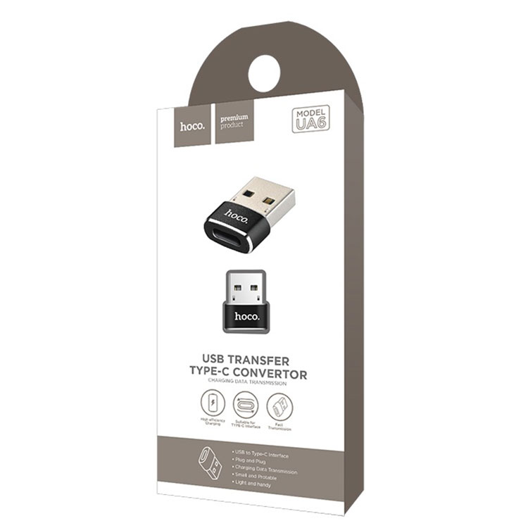 Hoco (UA6) - Adaptor OTG Transfer, USB-C la USB-A, Black