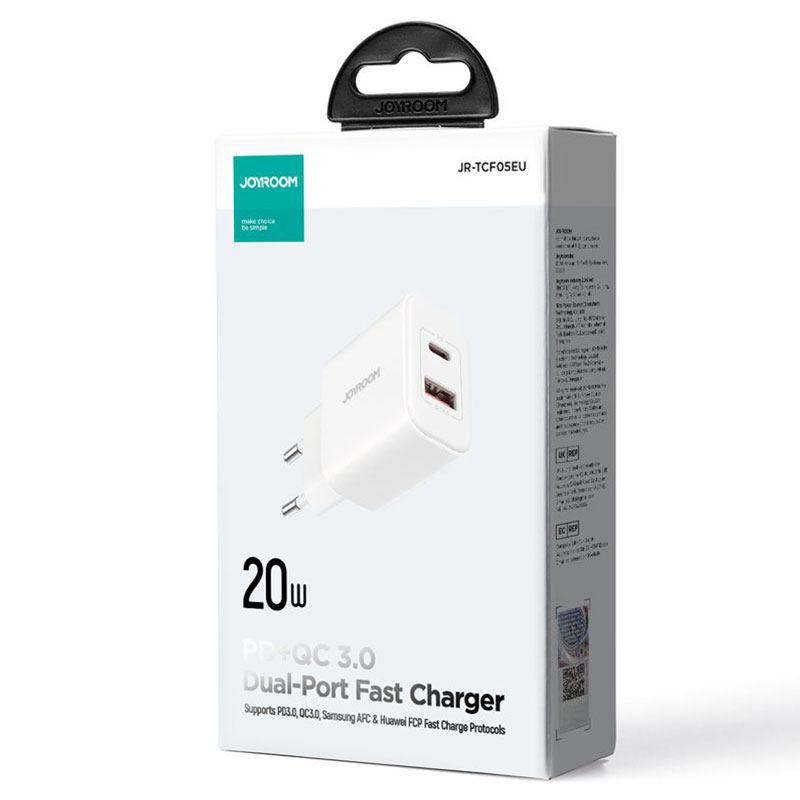 Joyroom (JR-TCF05) - Incarcator Retea, 20W, 1xUSB-C, 1xUSB-C, PD, White