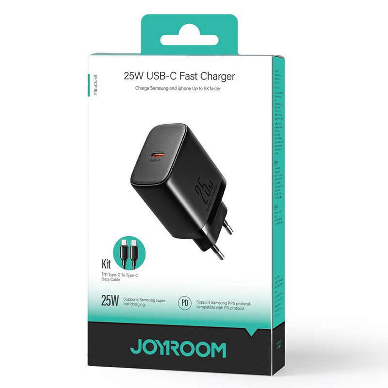 Joyroom (JR-TCF11) - Incarcator Retea + Cablu USB-C, 25W, 1xUSB-C, PD, Black