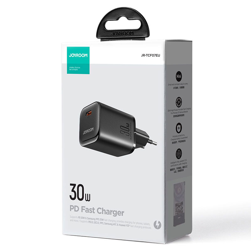 Joyroom (JR-TCF07EU) - Incarcator Retea, 30W, 1xUSB-C, PD, Fast Charging, Black