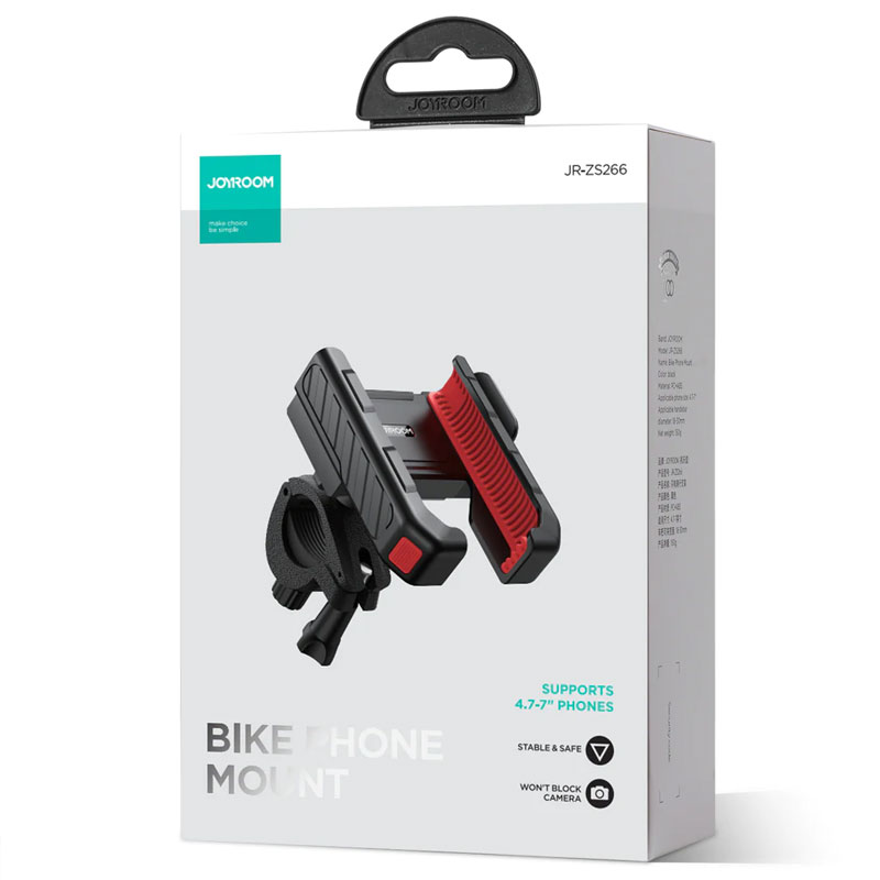 Joyroom (JR-ZS266) - Suport Moto/Bike, cu cleme laterale, montaj Ghidon, Shockproof, 2 Corners, Black/Red