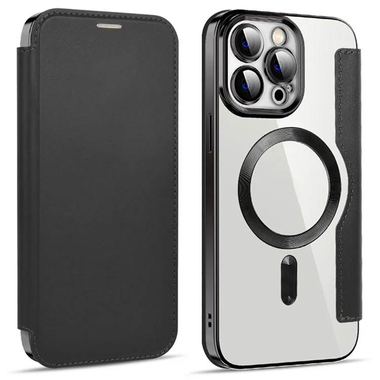 Husa MagFlip » iPhone 13 Pro, Magnet, RFID protect, Leather, Chrome Edge, Black