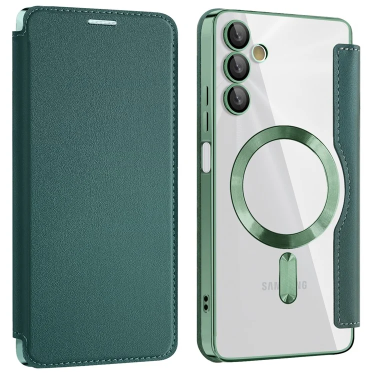 Husa MagFlip » Samsung A05s (A057), Magnet, RFID protect, Leather, Chrome Edge, Green