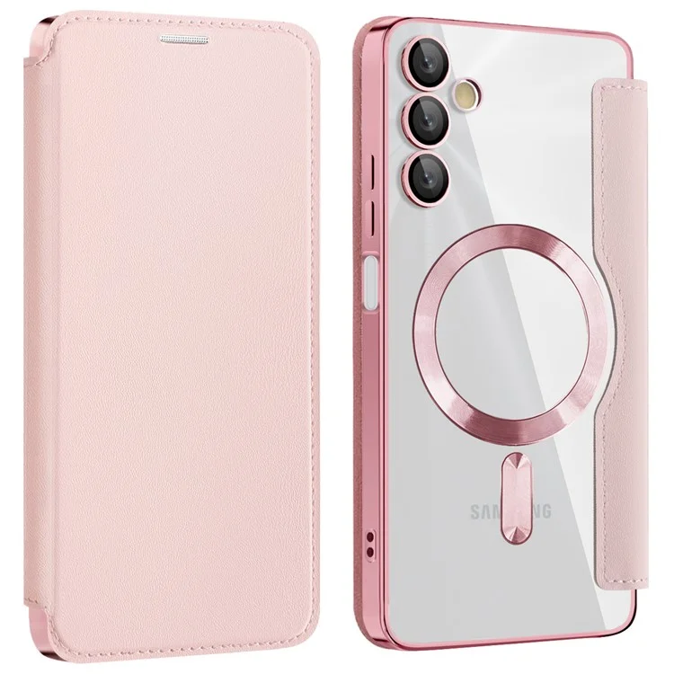 Husa MagFlip » Samsung A05s (A057), Magnet, RFID protect, Leather, Chrome Edge, Pink