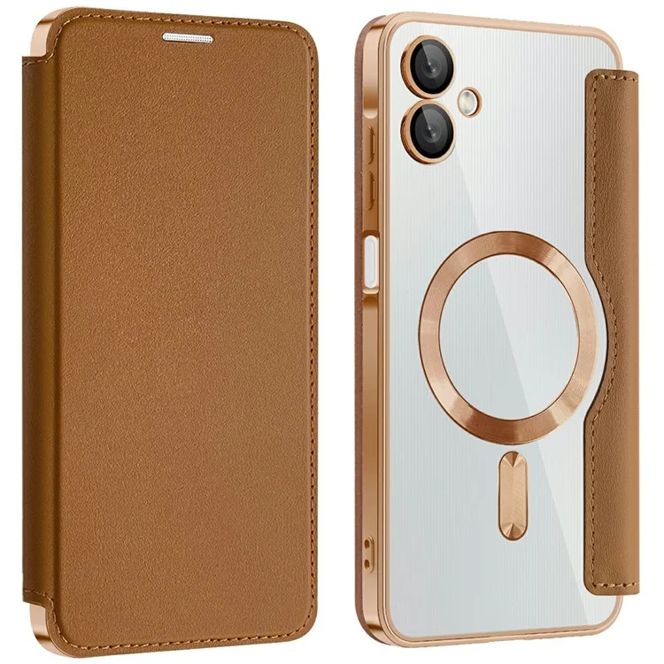 Husa MagFlip » Samsung A06 (A065), Magnet, RFID protect, Leather, Chrome Edge, Gold