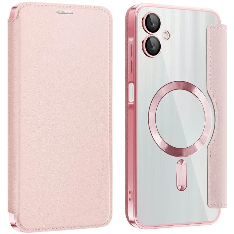 Husa MagFlip » Samsung A06 (A065), Magnet, RFID protect, Leather, Chrome Edge, Pink