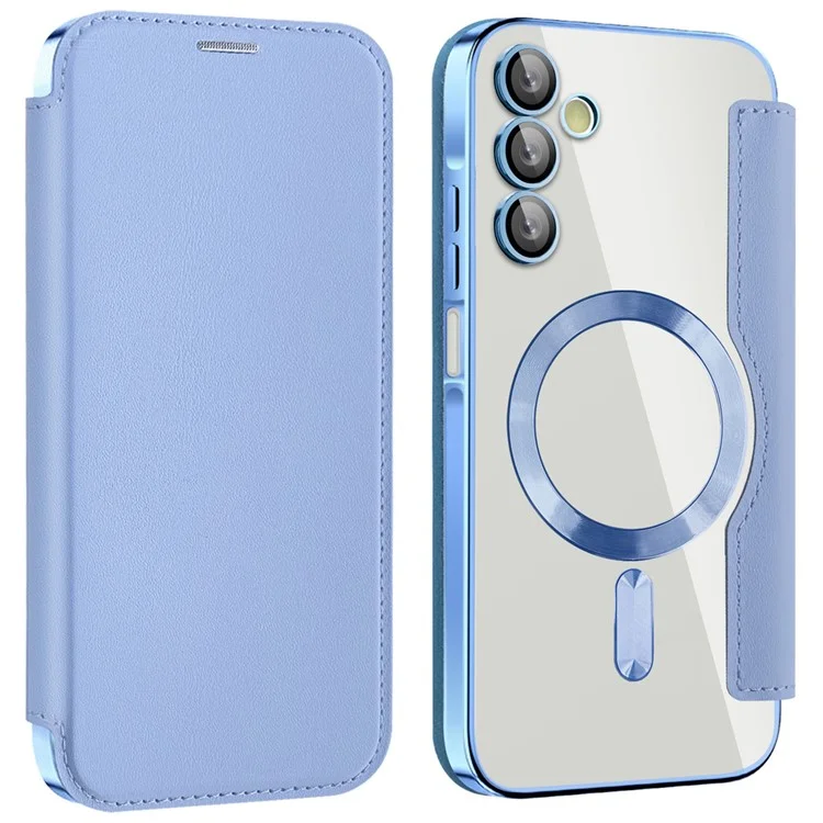 Husa MagFlip » Samsung A15 (A156) (A155), Magnet, RFID protect, Leather, Chrome Edge, Sky BLUE