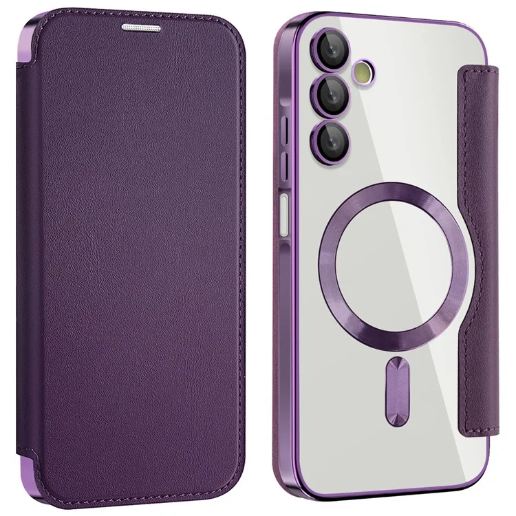 Husa MagFlip » Samsung A15 (A156) (A155), Magnet, RFID protect, Leather, Chrome Edge, Purple