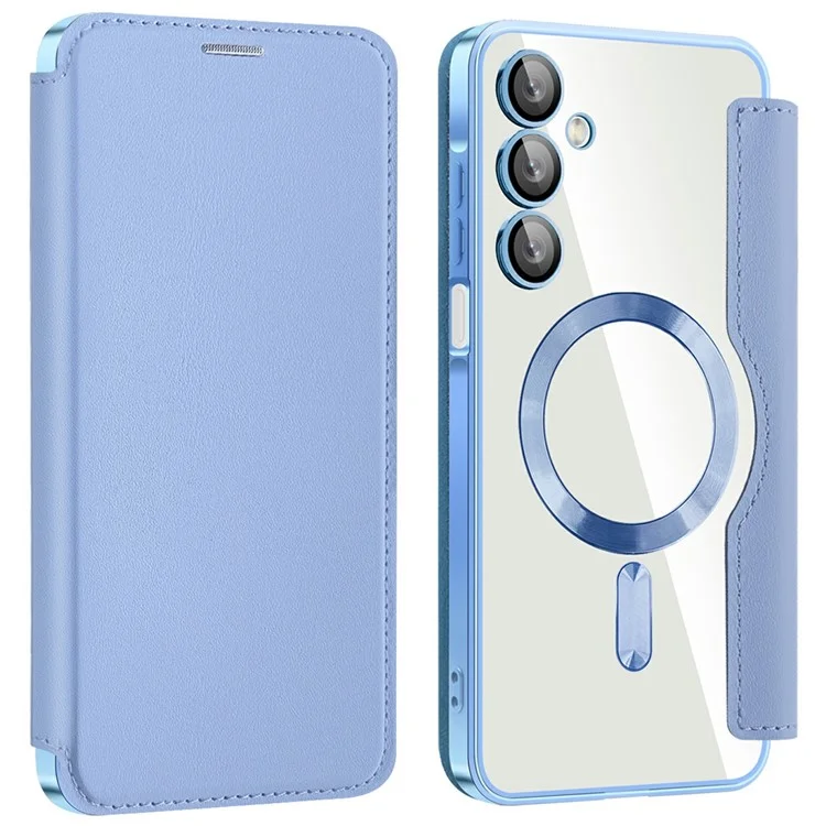 Husa MagFlip » Samsung A25 (A256), Magnet, RFID protect, Leather, Chrome Edge, Sky BLUE