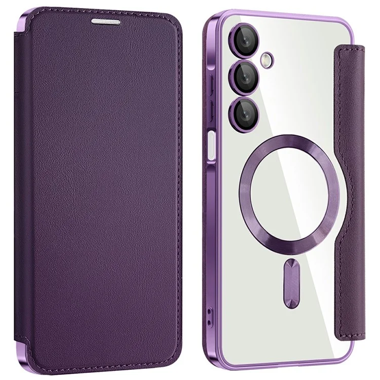 Husa MagFlip » Samsung A25 (A256), Magnet, RFID protect, Leather, Chrome Edge, Purple