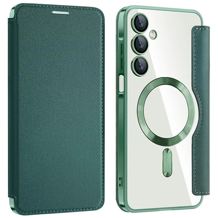 Husa MagFlip » Samsung A26 (A266), Magnet, RFID protect, Leather, Chrome Edge, Green