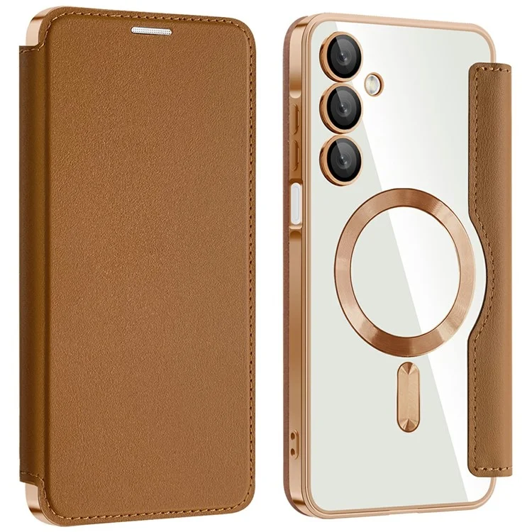 Husa MagFlip » Samsung A26 (A266), Magnet, RFID protect, Leather, Chrome Edge, Gold