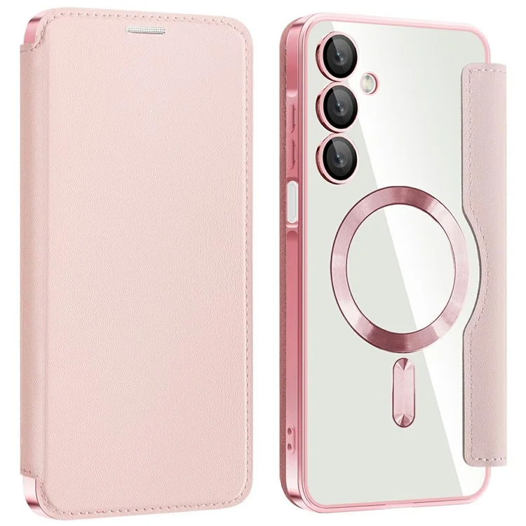 Husa MagFlip » Samsung A26 (A266), Magnet, RFID protect, Leather, Chrome Edge, Pink