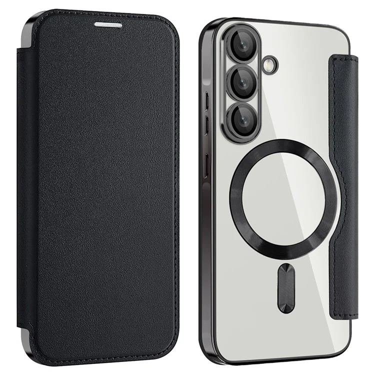 Husa MagFlip » Samsung A36 (A366), Magnet, RFID protect, Leather, Chrome Edge, Black