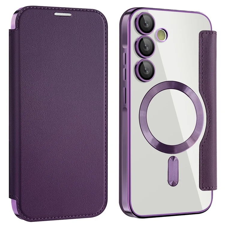 Husa MagFlip » Samsung A55 (A556), Magnet, RFID protect, Leather, Chrome Edge, Purple