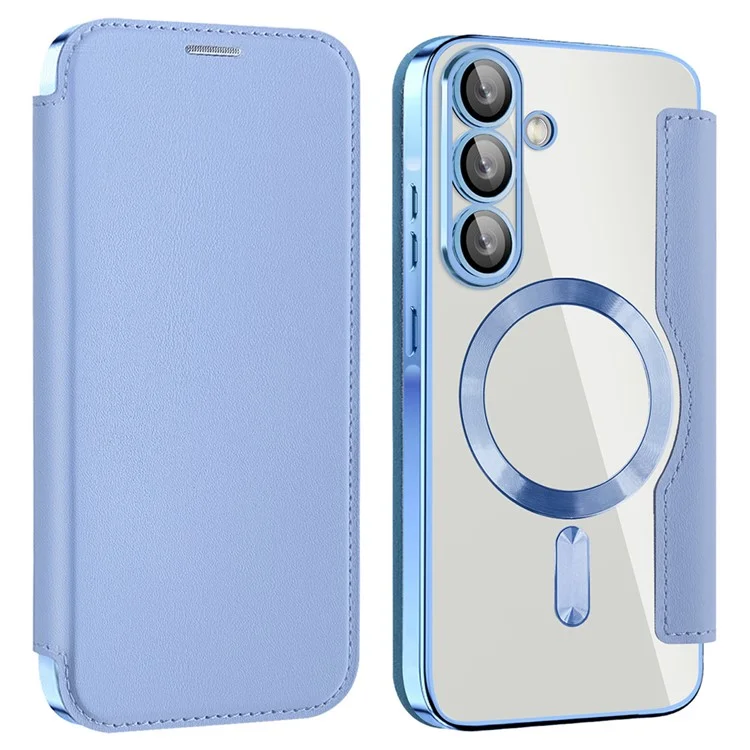 Husa MagFlip » Samsung A56 (A566), Magnet, RFID protect, Leather, Chrome Edge, Sky BLUE