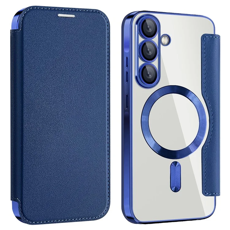 Husa MagFlip » Samsung A56 (A566), Magnet, RFID protect, Leather, Chrome Edge, Navy BLUE