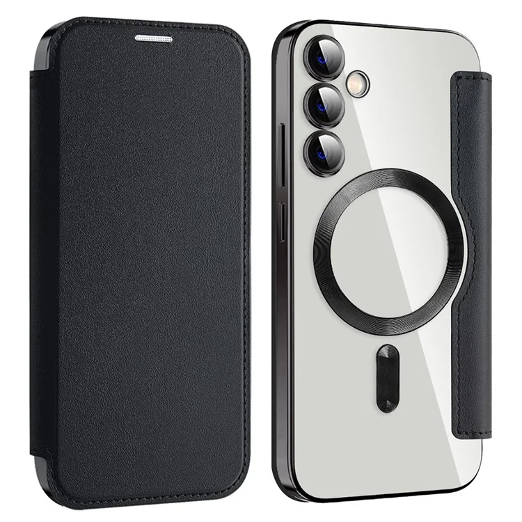 Husa MagFlip » Samsung S23 FE (S711), Magnet, RFID protect, Leather, Chrome Edge, Black