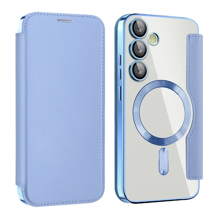 Husa MagFlip » Samsung S24 FE (S721), Magnet, RFID protect, Leather, Chrome Edge, Sky BLUE