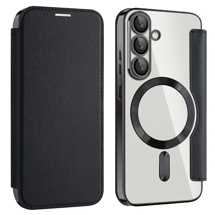 Husa MagFlip » Samsung S25 (S931), Magnet, RFID protect, Leather, Chrome Edge, Black