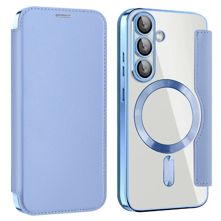 Husa MagFlip » Samsung S25 (S931), Magnet, RFID protect, Leather, Chrome Edge, Sky BLUE