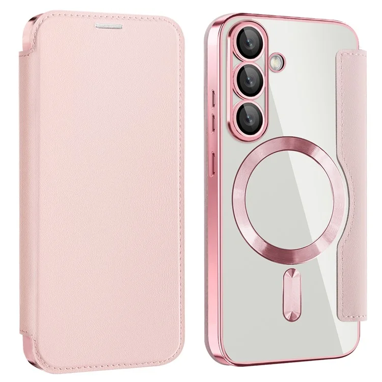 Husa MagFlip » Samsung S25 (S931), Magnet, RFID protect, Leather, Chrome Edge, Pink